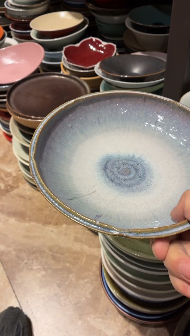 瓷片沙*716苏打紫手工盘1个