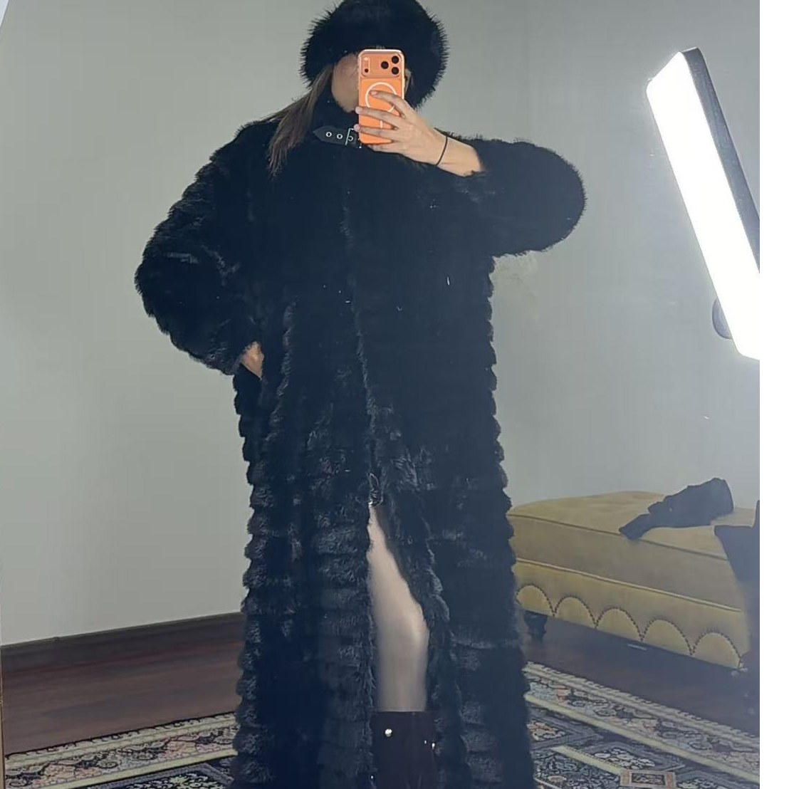 千金风秋冬老钱风冬季毛领长款时尚