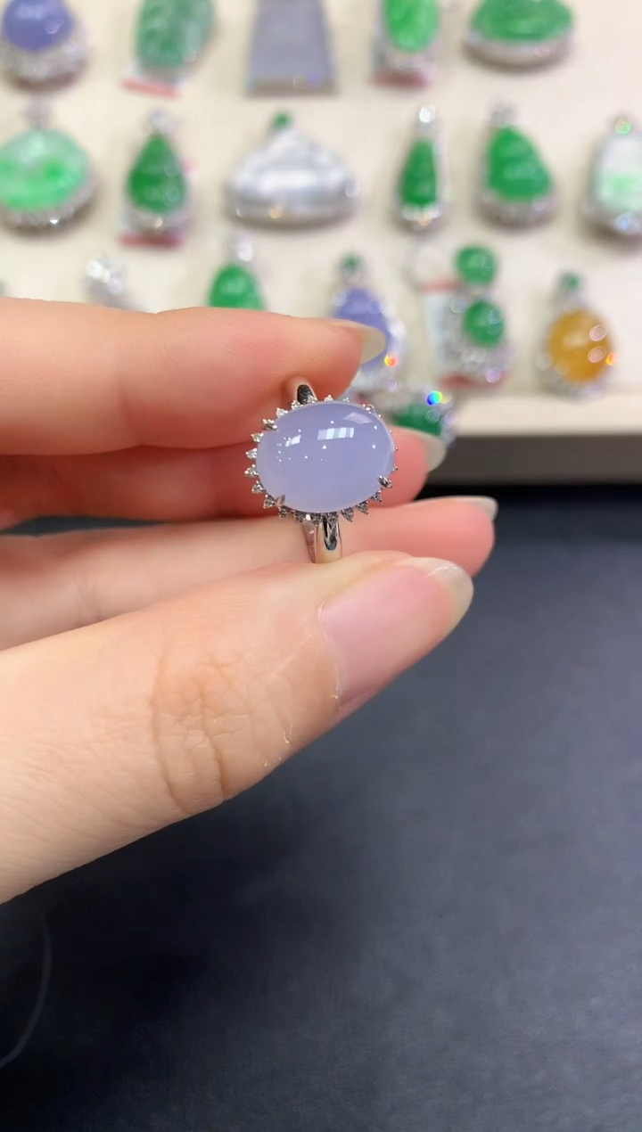 【闪购商品】翡翠戒指18K金镶嵌B27  紫货有色差