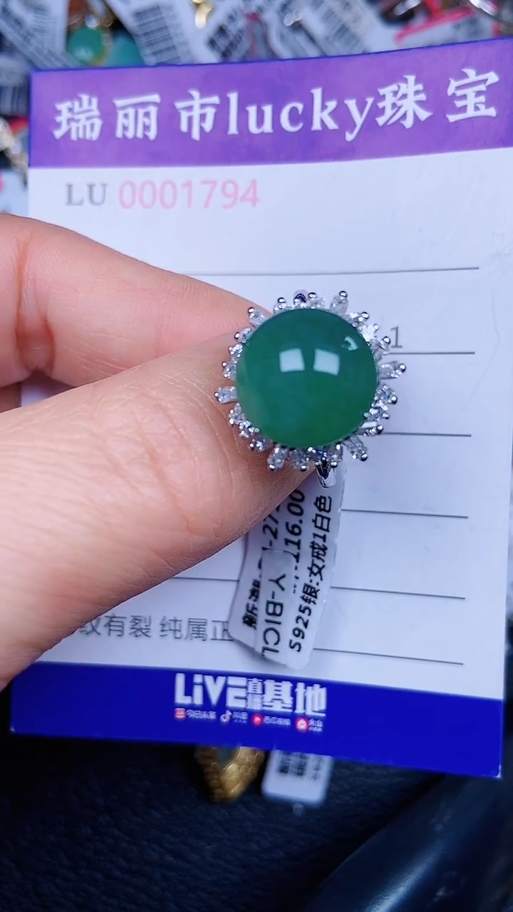 颈饰银S925镶嵌翡翠1794