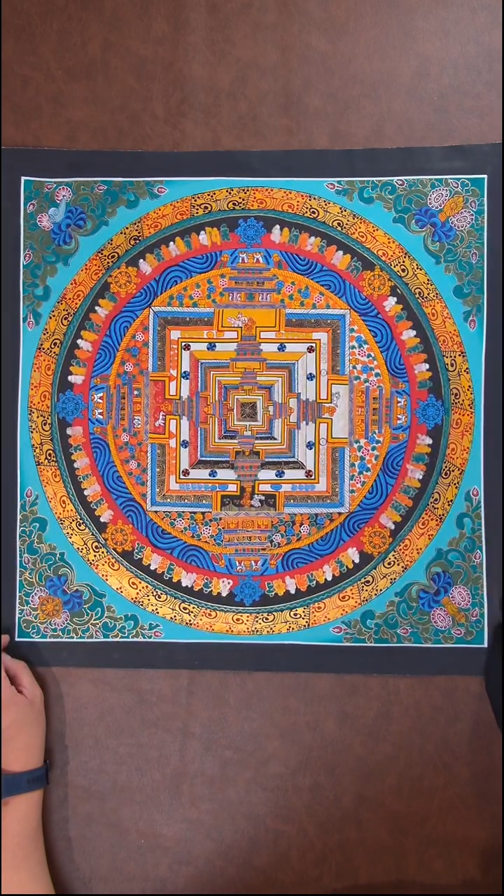 卷轴画时轮坛城50cm装裱