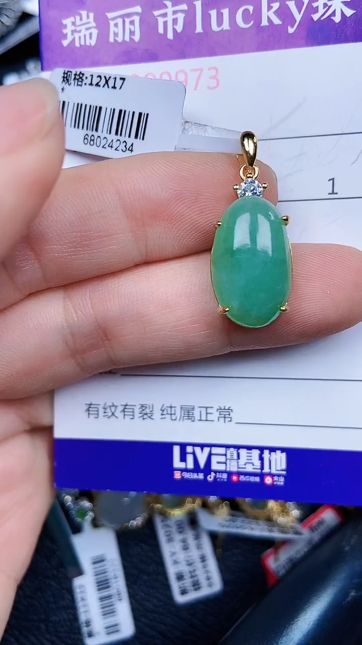 颈饰银S925镶嵌翡翠0073