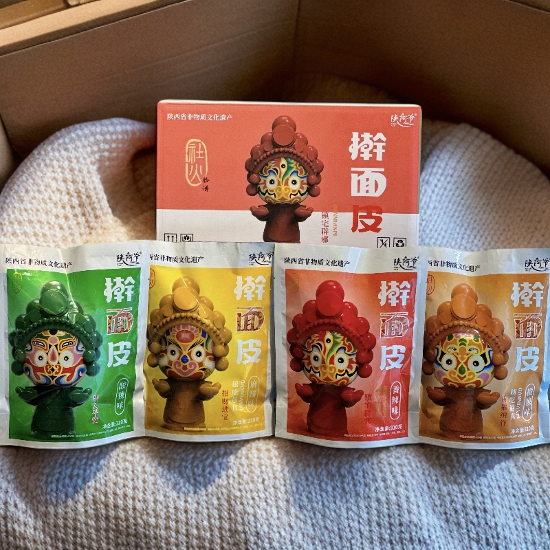 陕西宝鸡岐山擀面皮呱呱酸辣劲道特产速食小吃