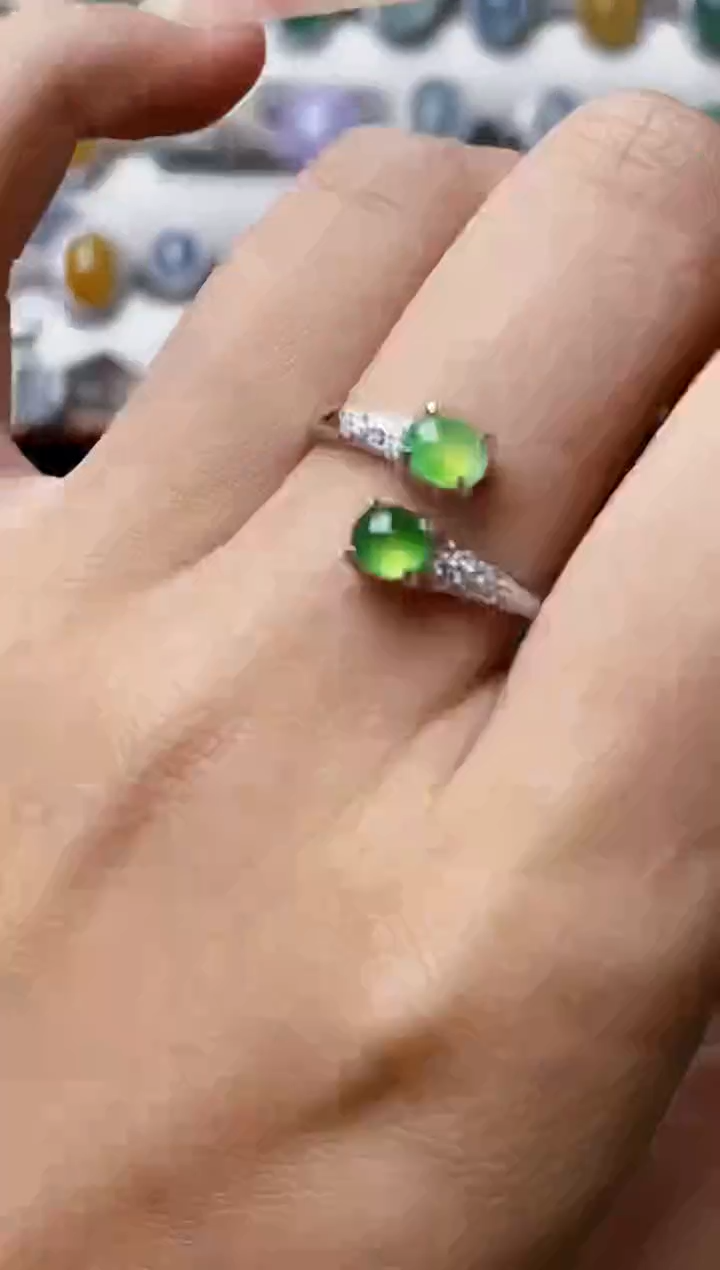 银S925镶嵌戒指翡翠2296