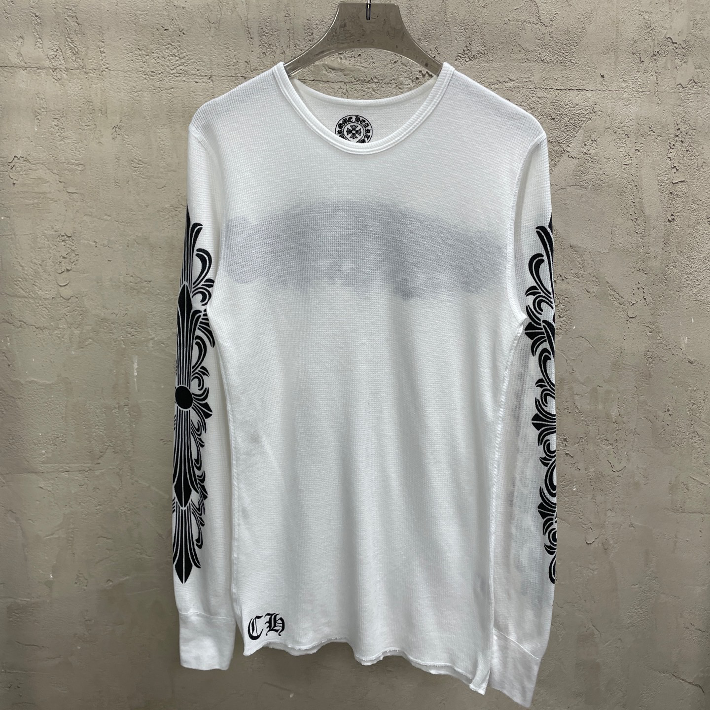 未使用 Chrome Hearts/克罗心 白色手臂藤蔓卷轴华夫格长袖 