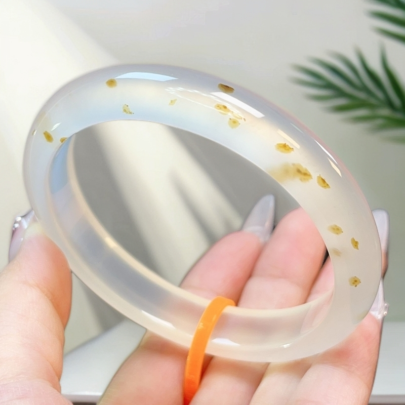 【故事的小黄花】严选正品浅白飘花海洋玉髓意境冰透高货56圈口