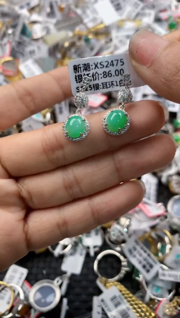 银S925镶嵌戒指翡翠131313---10
