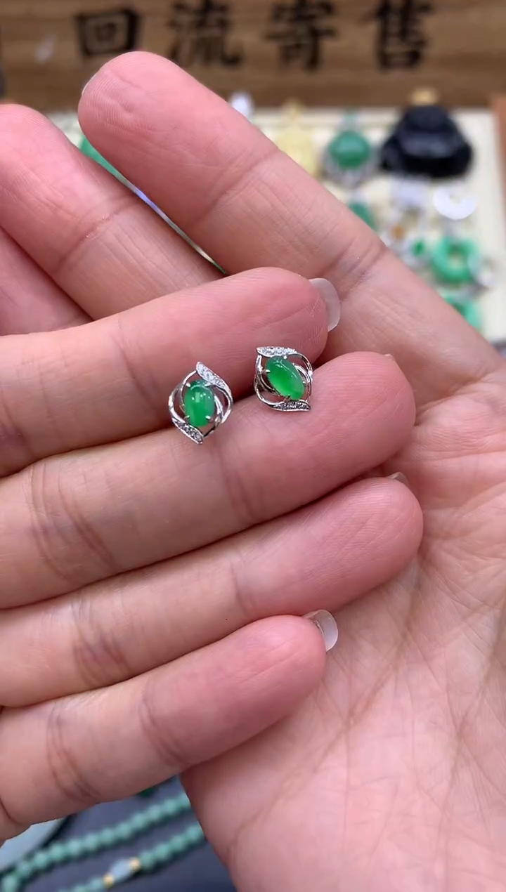 【闪购商品】翡翠耳饰18K金镶嵌241-中国好珍宝