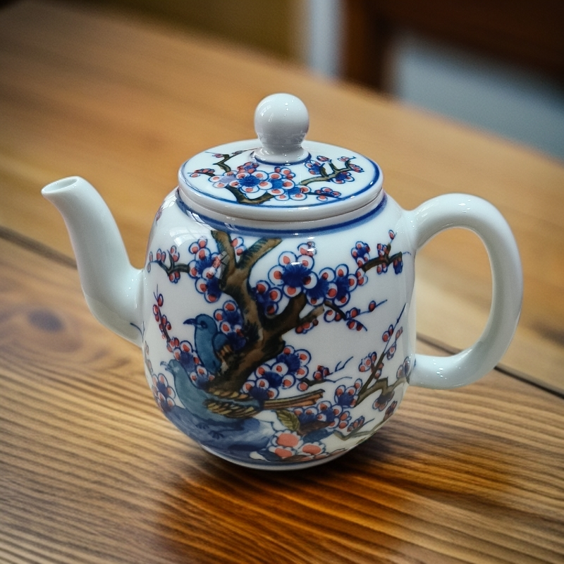 XD-ZH-XD3431绿稀土喜上眉梢茶壶+礼盒