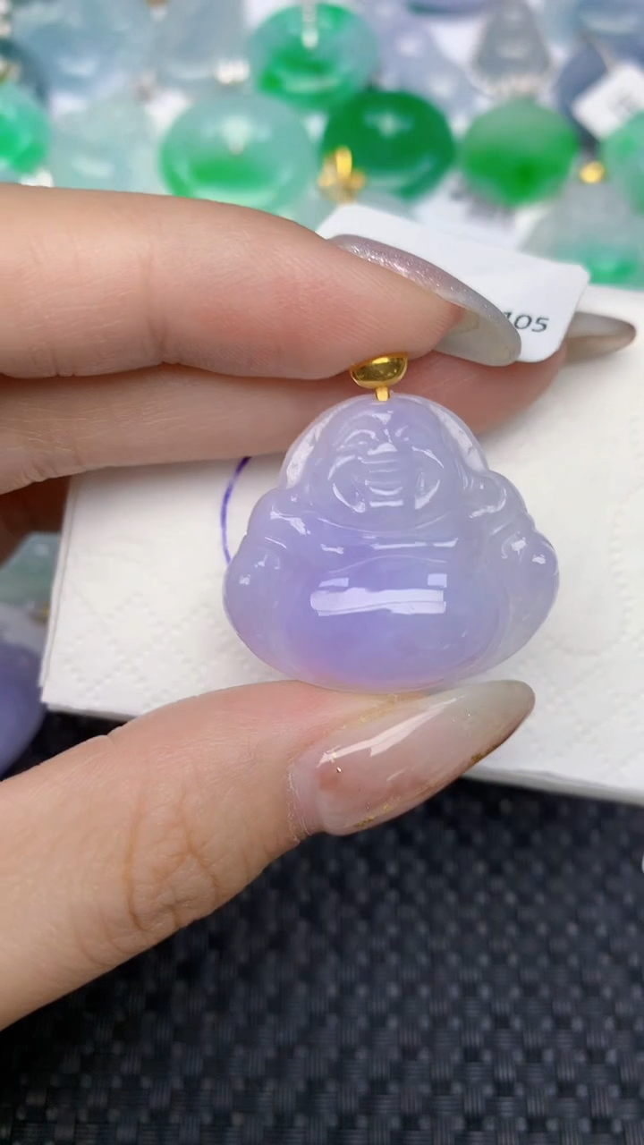 颈饰18K金镶嵌翡翠天然缅甸翡翠a货百元以上9元证书费自理