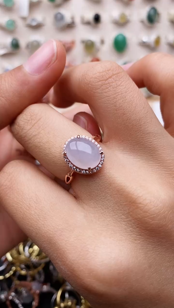 【闪购商品】翡翠戒指银S925镶嵌缅甸翡翠