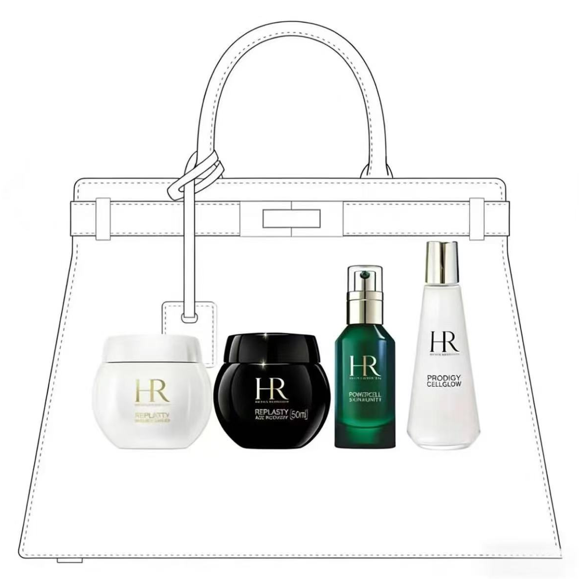 黑+白+绿+露珠 四件套 户外旅游化妆包