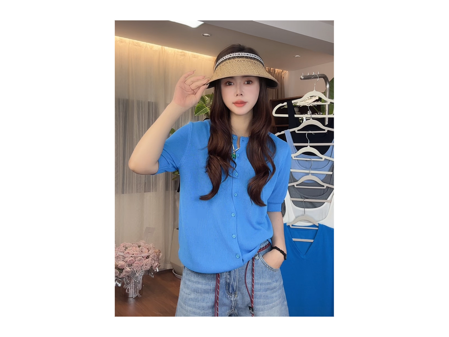 新款“蓝人鱼”针织衫878#P02605新款千金玛德琳韩系上衣