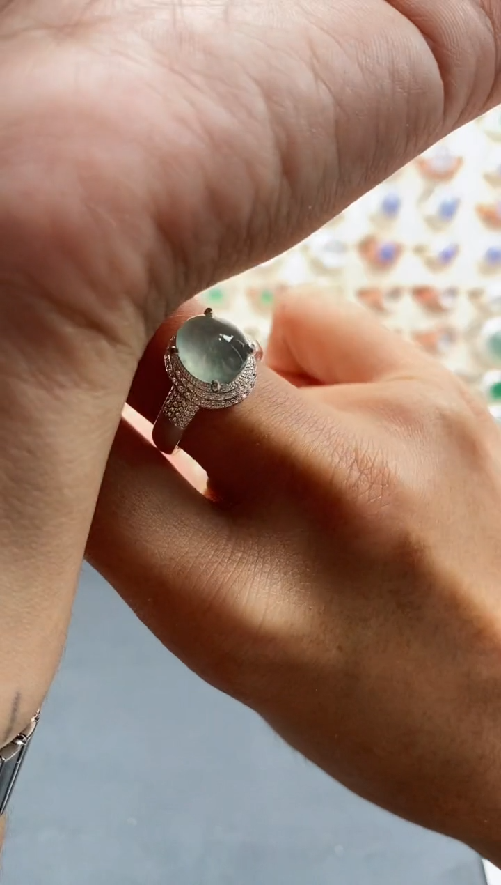 【闪购商品】翡翠戒指未镶嵌缅甸天然A货翡翠444 5+1