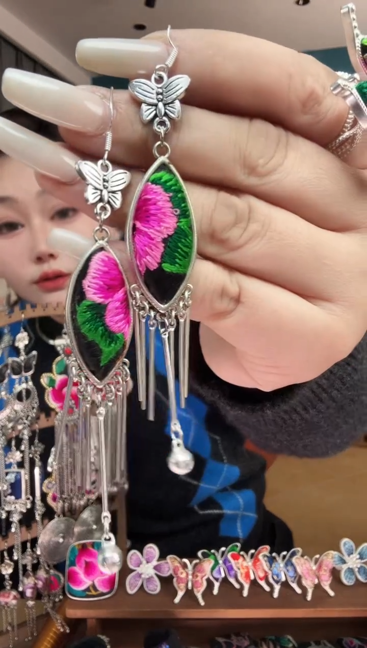 刺绣纯手工民族风刺绣耳环