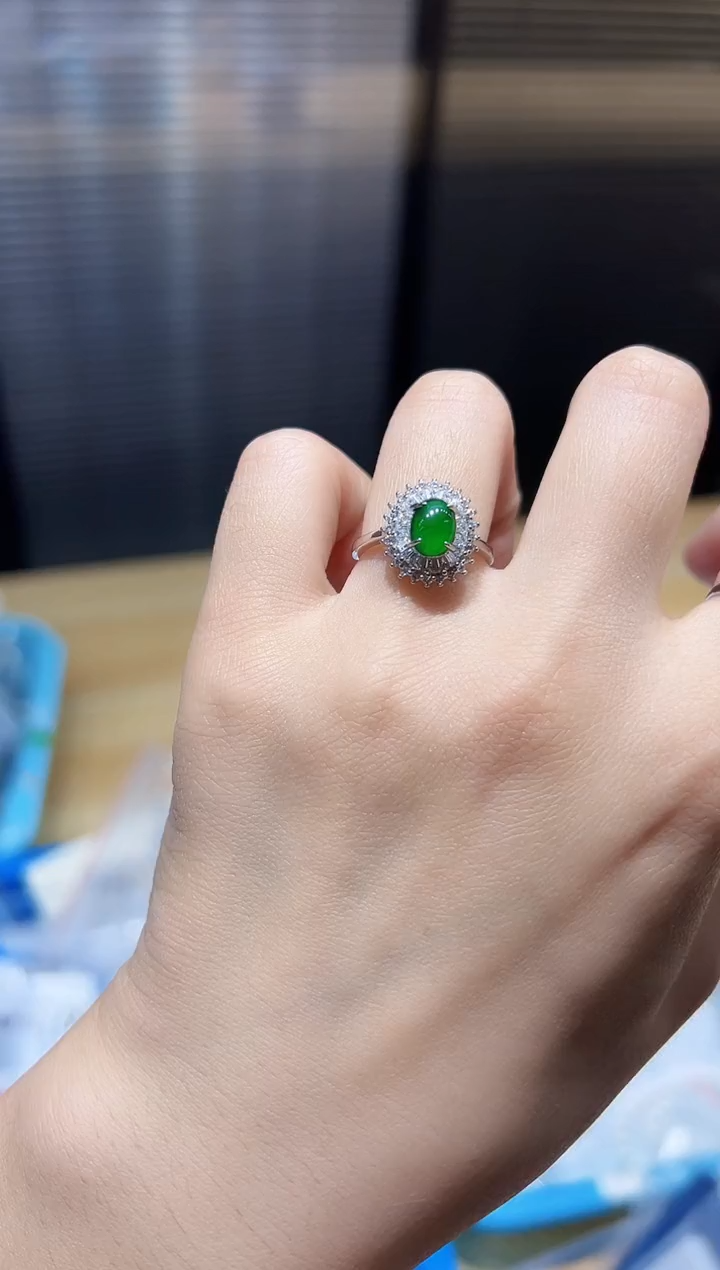 【闪购商品】翡翠戒指银S925镶嵌GS0677翡翠戒指