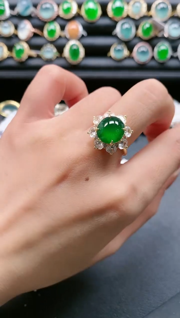 【闪购商品】翡翠戒指银S925镶嵌1111111