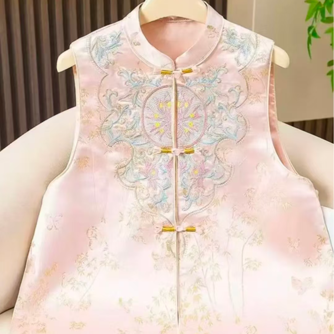 【太阳花】秋季中国风刺绣无袖马夹H0670