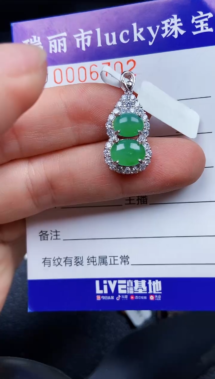 翡翠银S925镶嵌颈饰6702