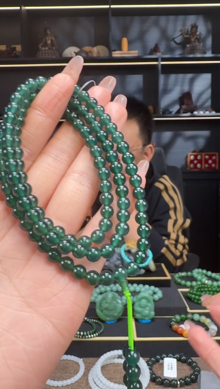 【闪购商品】翡翠手链未镶嵌6mm翡翠108