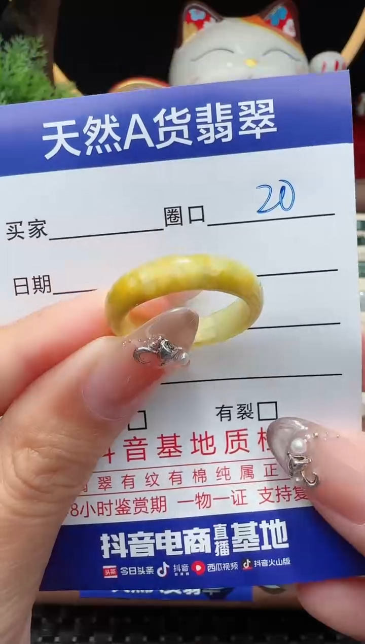 未镶嵌戒指翡翠20圈口对应的去拍