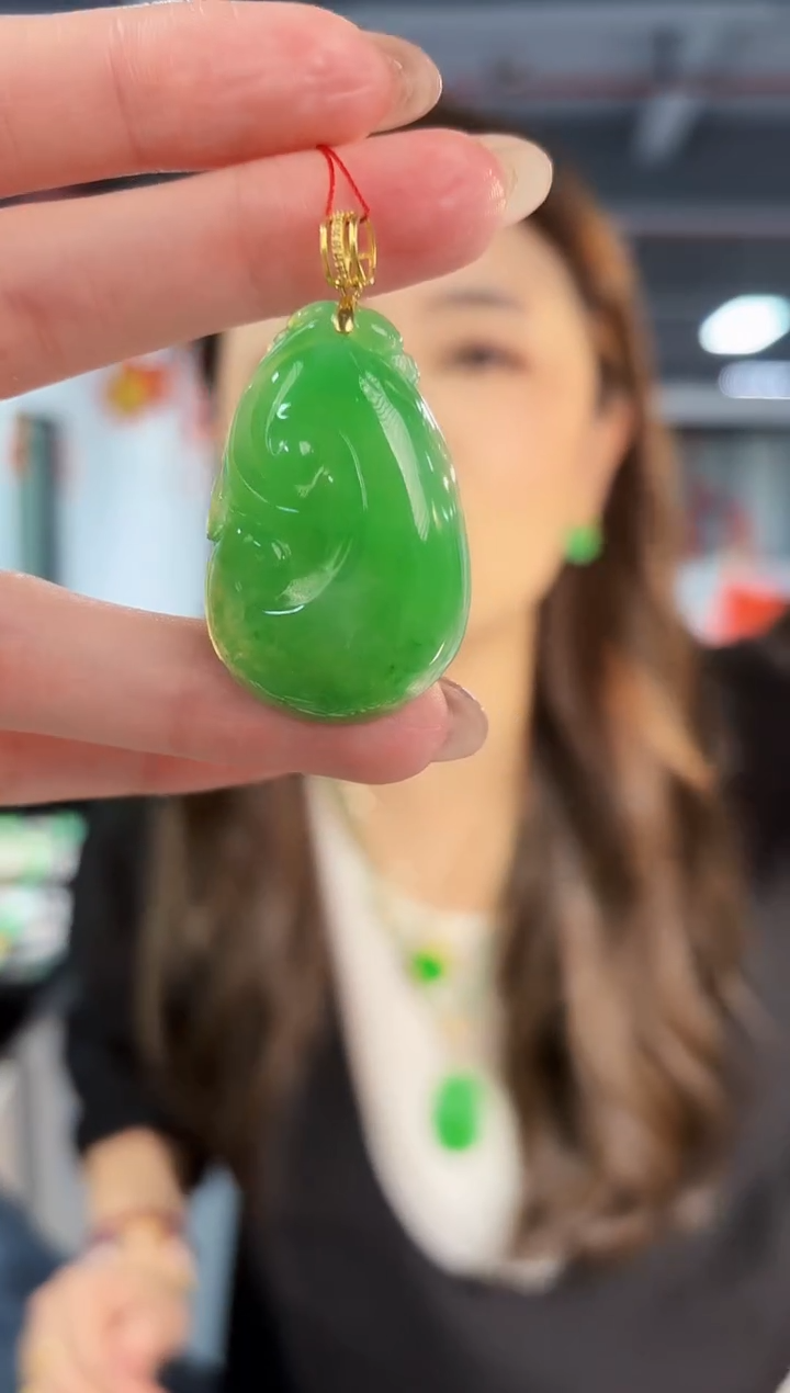 【闪购商品】翡翠颈饰18K金镶嵌缅料A货/支持复检/一件