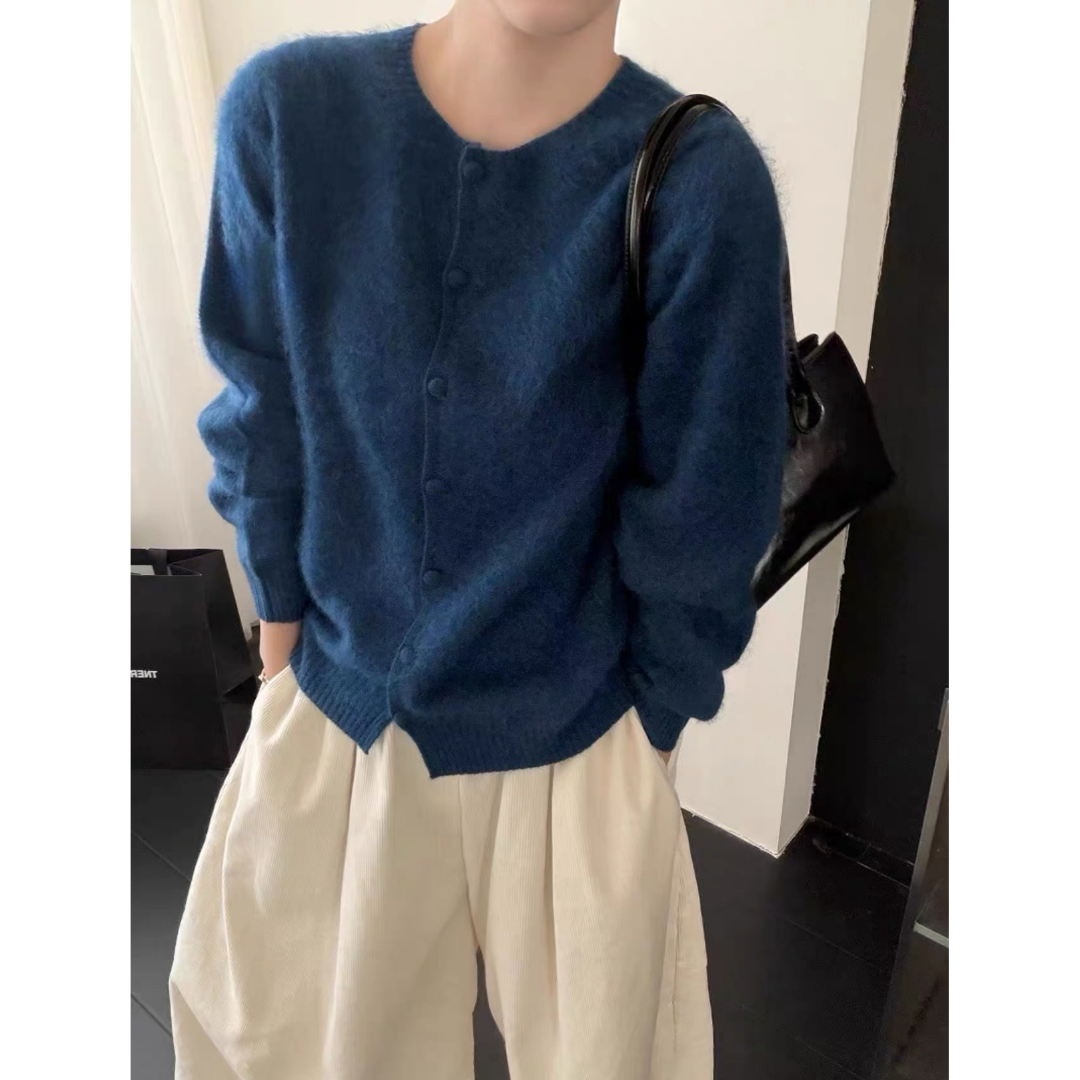 3553【圆领包扣简约开衫】巨百搭秋季新款女士百搭上衣