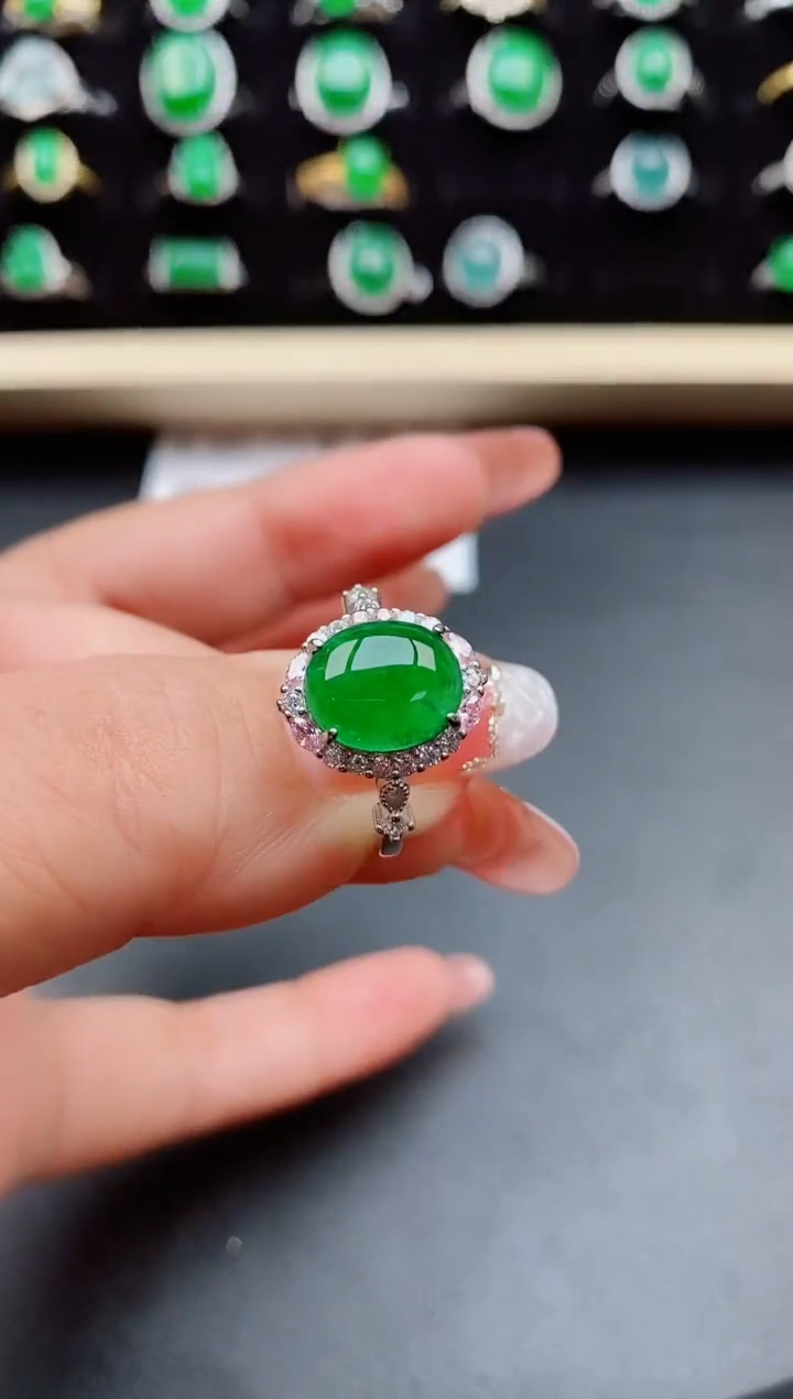 【闪购商品】翡翠戒指银S925镶嵌058050