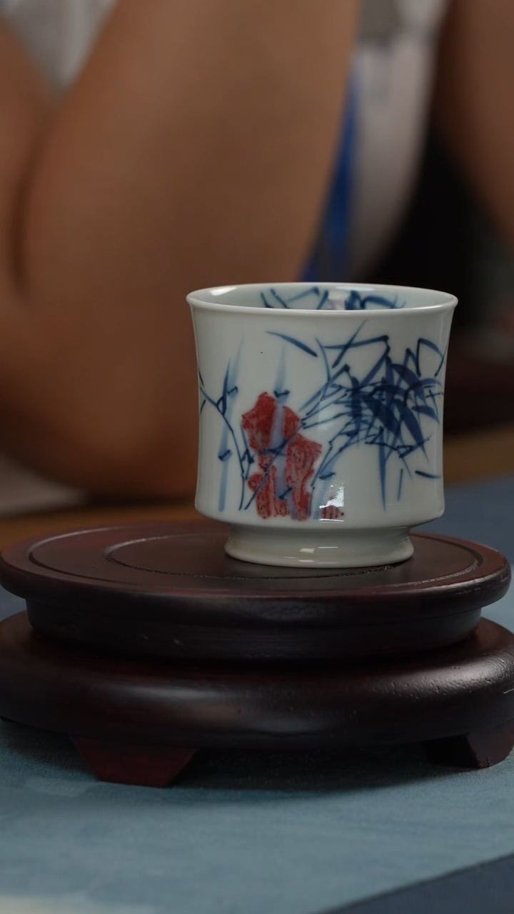 杯子景德镇手工手绘釉里红梅兰竹菊单只 （余老师支持）