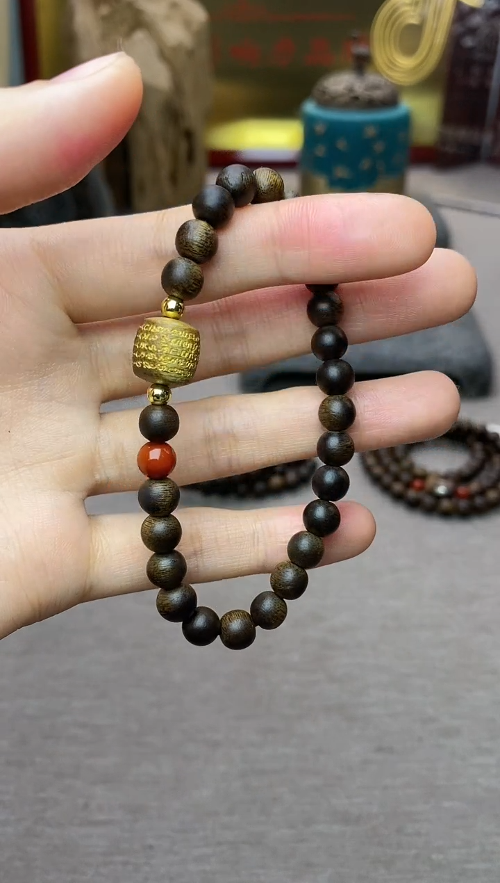 【闪购商品】沉香手串富森红土0.6+五条+配饰沉水单圈