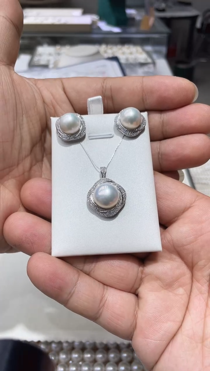 【闪购商品】淡水珍珠套装银S925镶嵌淡水套装
