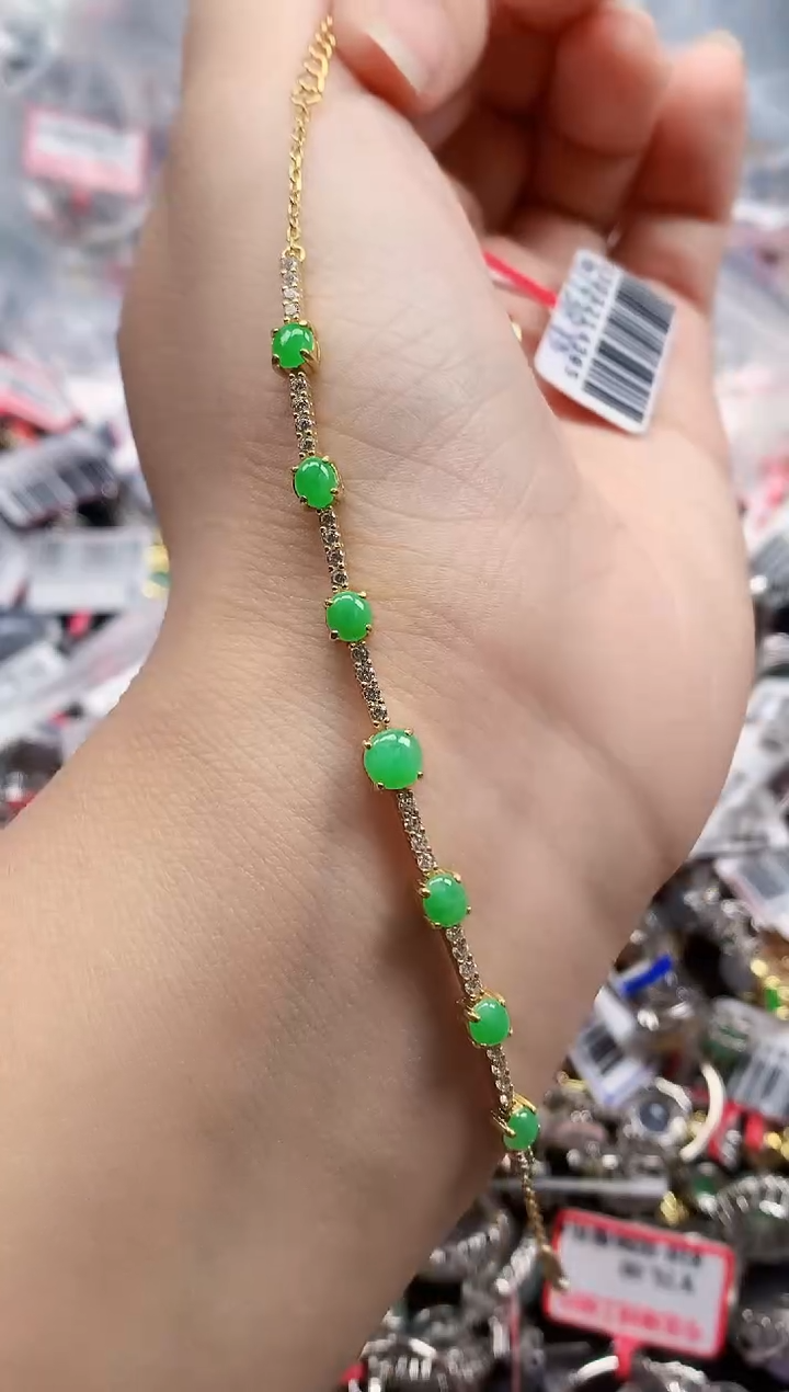 银S925镶嵌戒指翡翠天然A货缅甸翡翠