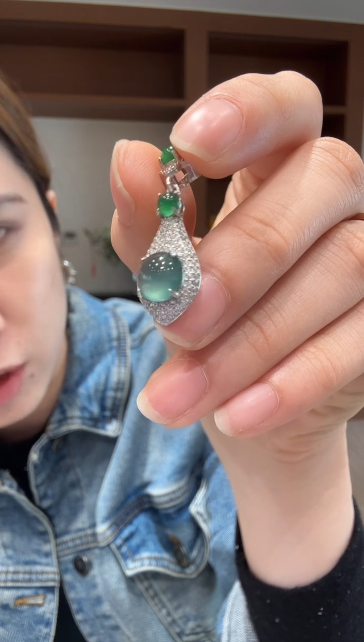 【闪购商品】翡翠吊坠(不含链)银S925镶嵌银镶