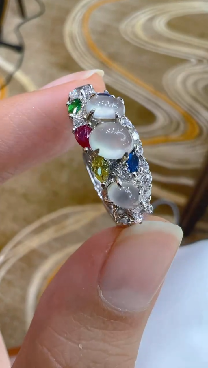 银S925镶嵌戒指翡翠多样性团购发一件