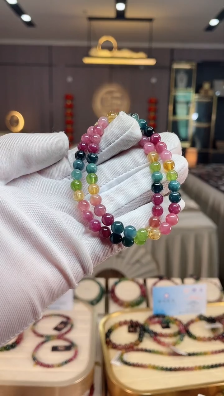 未镶嵌老矿碧玺彩单圈手串6mm+碧玺（多样性发一条） xion