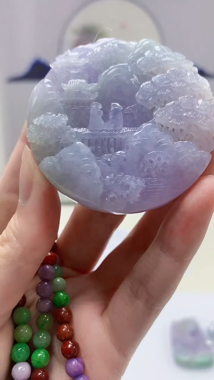 【闪购商品】定制翡翠未镶嵌4688zm-毛货赠珠链181山水