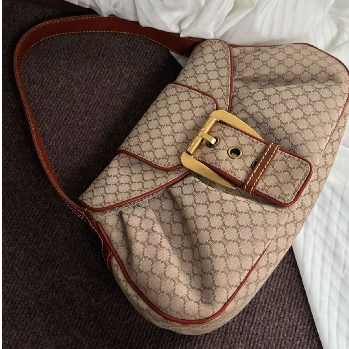 95新 Celine/思琳 CELINE 凯旋门老花腋下包