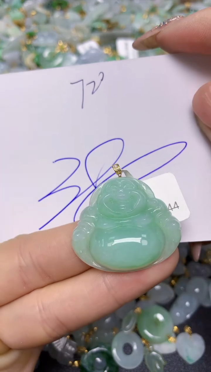 【闪购商品】翡翠挂件18K金镶嵌 天然翡翠A货