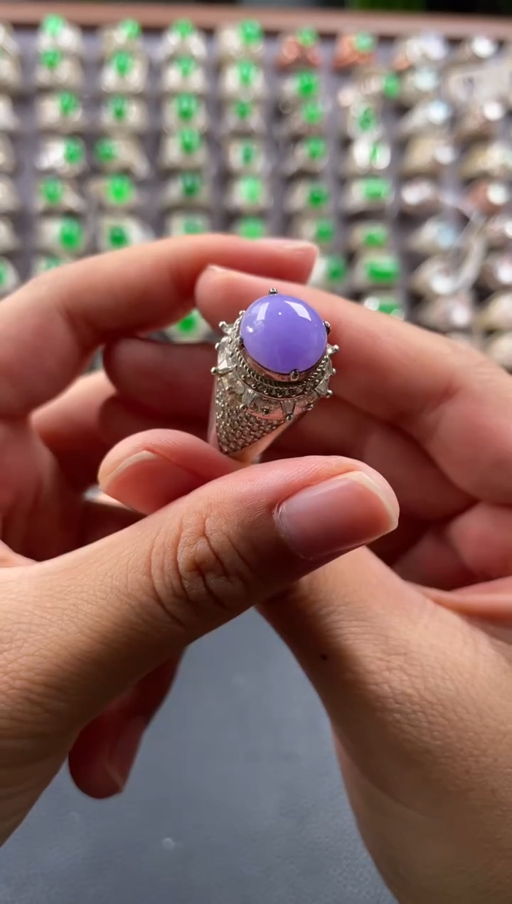 18K金镶嵌定制翡翠天然A货翡翠戒面 11.26