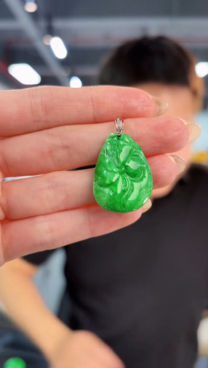 【闪购商品】翡翠颈饰18K金镶嵌缅料A货/支持复检/一件