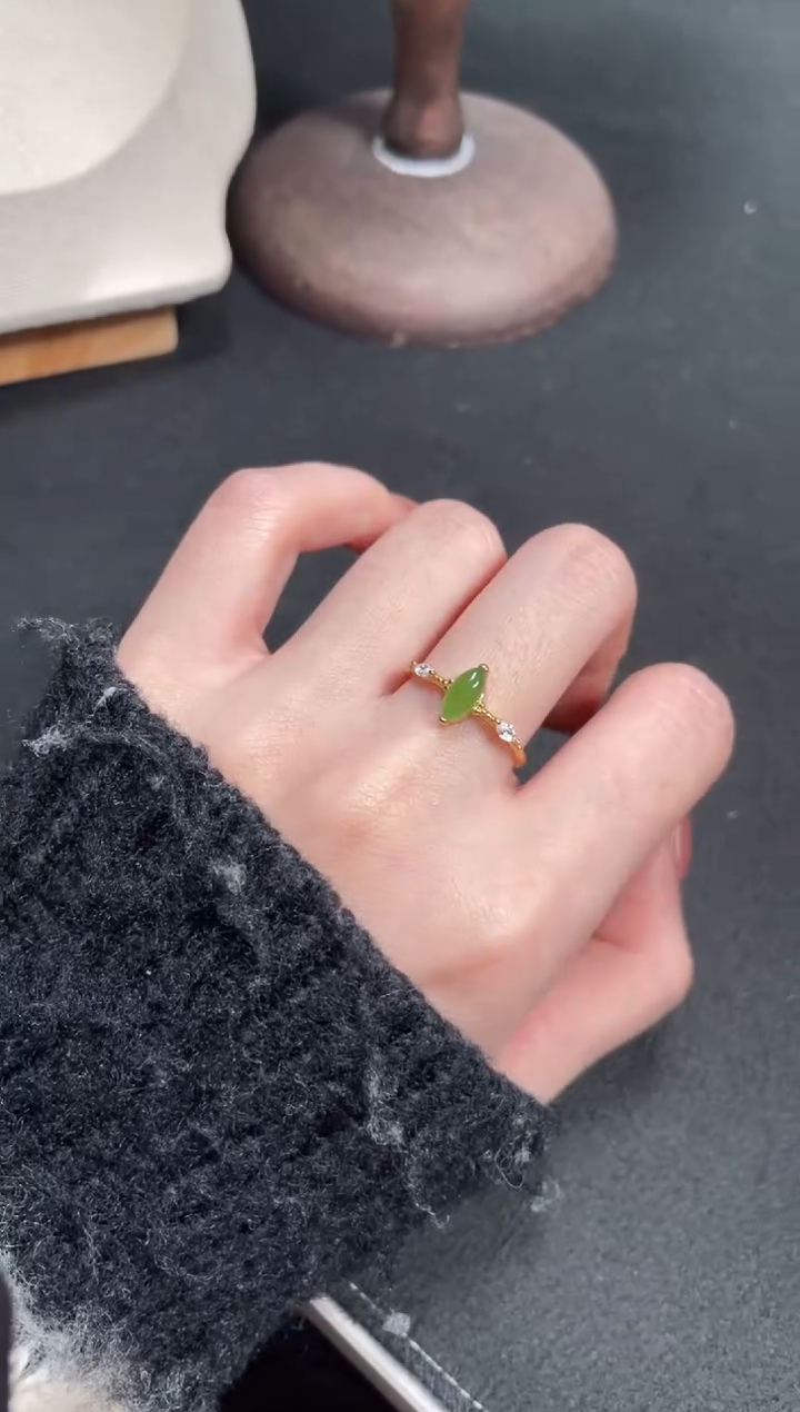 【闪购商品】和田玉（碧玉）戒指银S925镶嵌和田玉