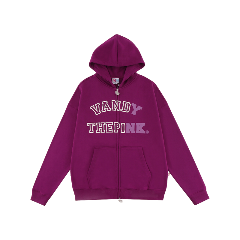 VANDYTHEPINK正品潮牌男女字母情侣拉链宽松连帽套头外套嘻哈卫衣