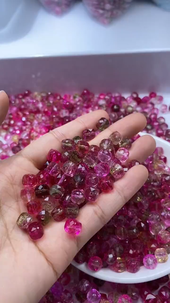 颈饰未镶嵌水晶W2917-西瓜碧玺方糖7mm*10颗