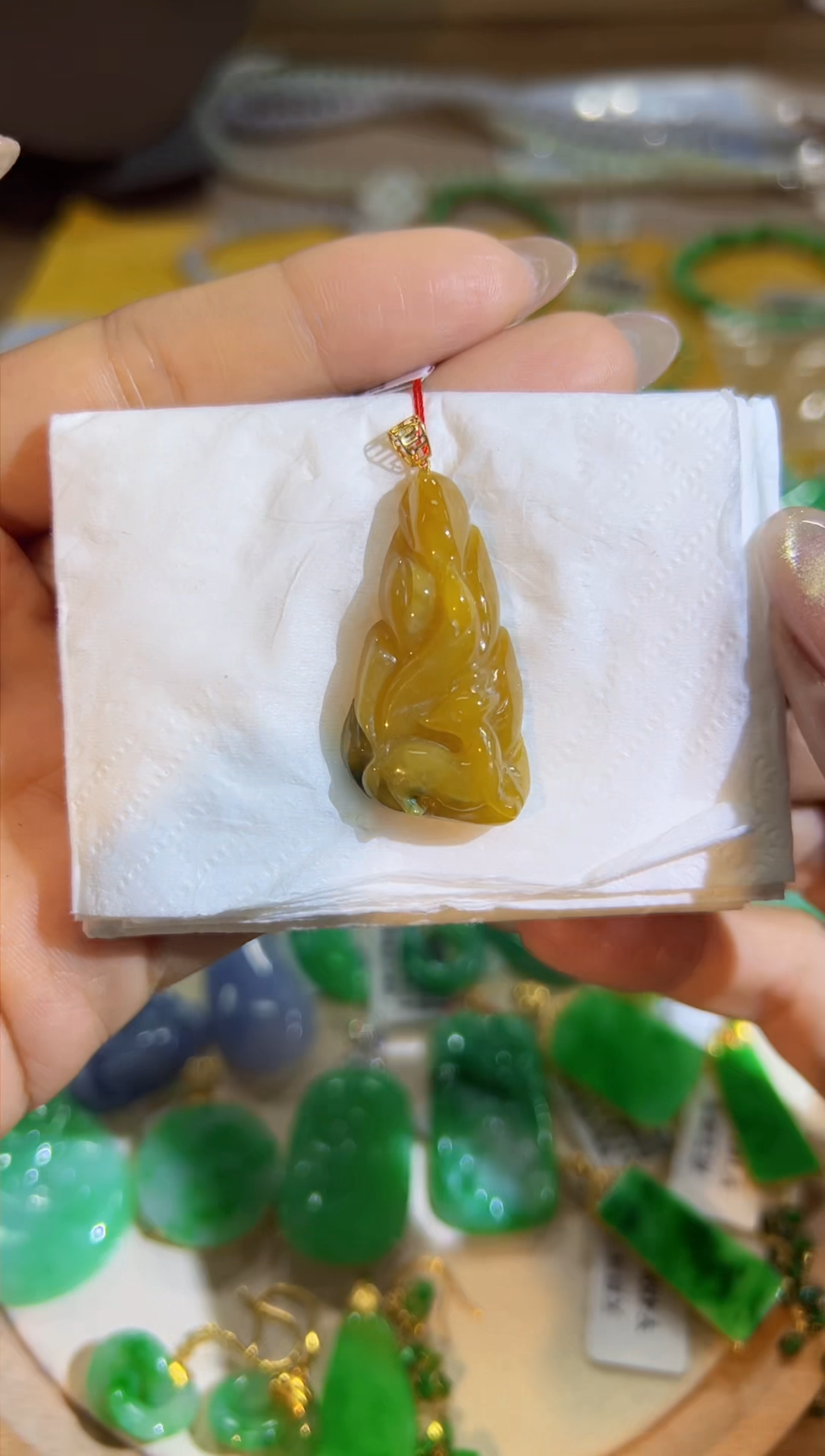 【闪购商品】翡翠颈饰18K金镶嵌Q缅料A货翡翠/支持复检/一件