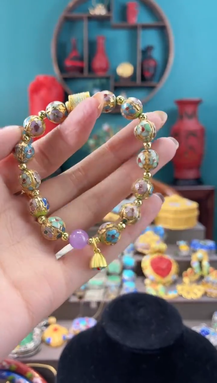 景泰蓝金地瓜楞手串1.0