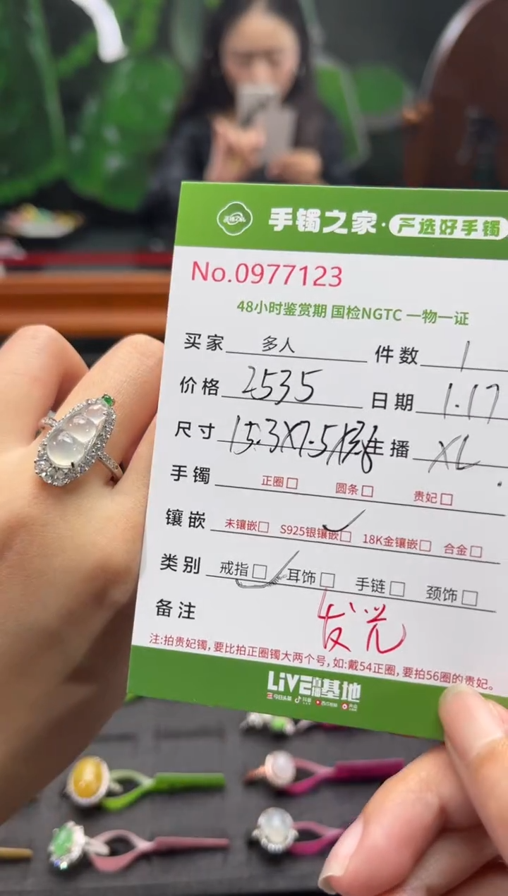 【闪购商品】翡翠戒指银S925镶嵌多人