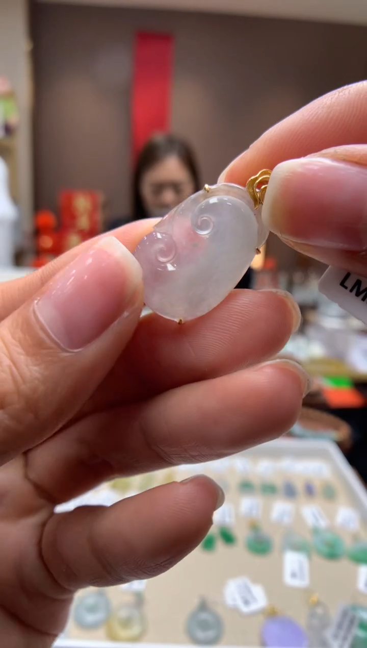 【闪购商品】翡翠颈饰18K金镶嵌如意