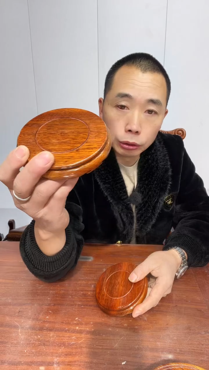 木老花圆形小盘几两个11*12*2.6
