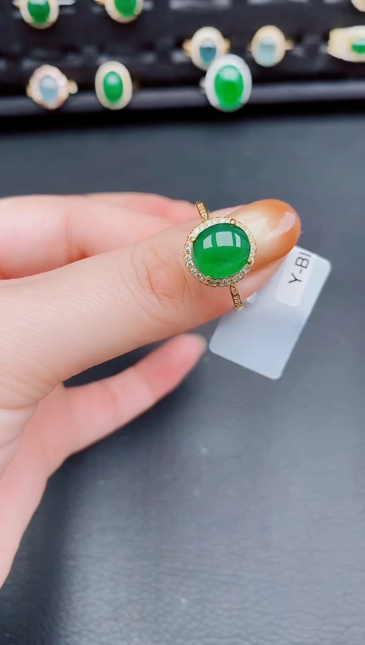 【闪购商品】翡翠戒指银S925镶嵌天然a货翡翠285