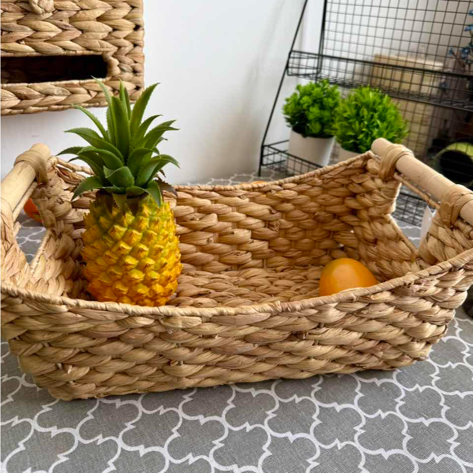 【金柳家居】越南藤天然水葫芦草收纳筐桌面厨房置物篮高级感